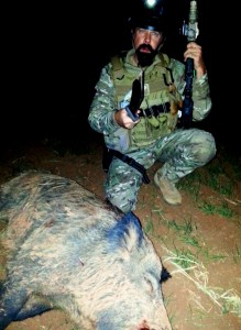 Hog down with IR laser and PVS14 gear. 