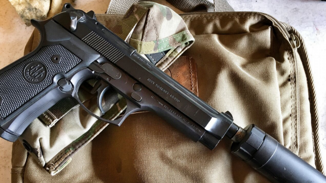 M9 Beretta Pistol with Silencer co Threaded Barrel and AAC can